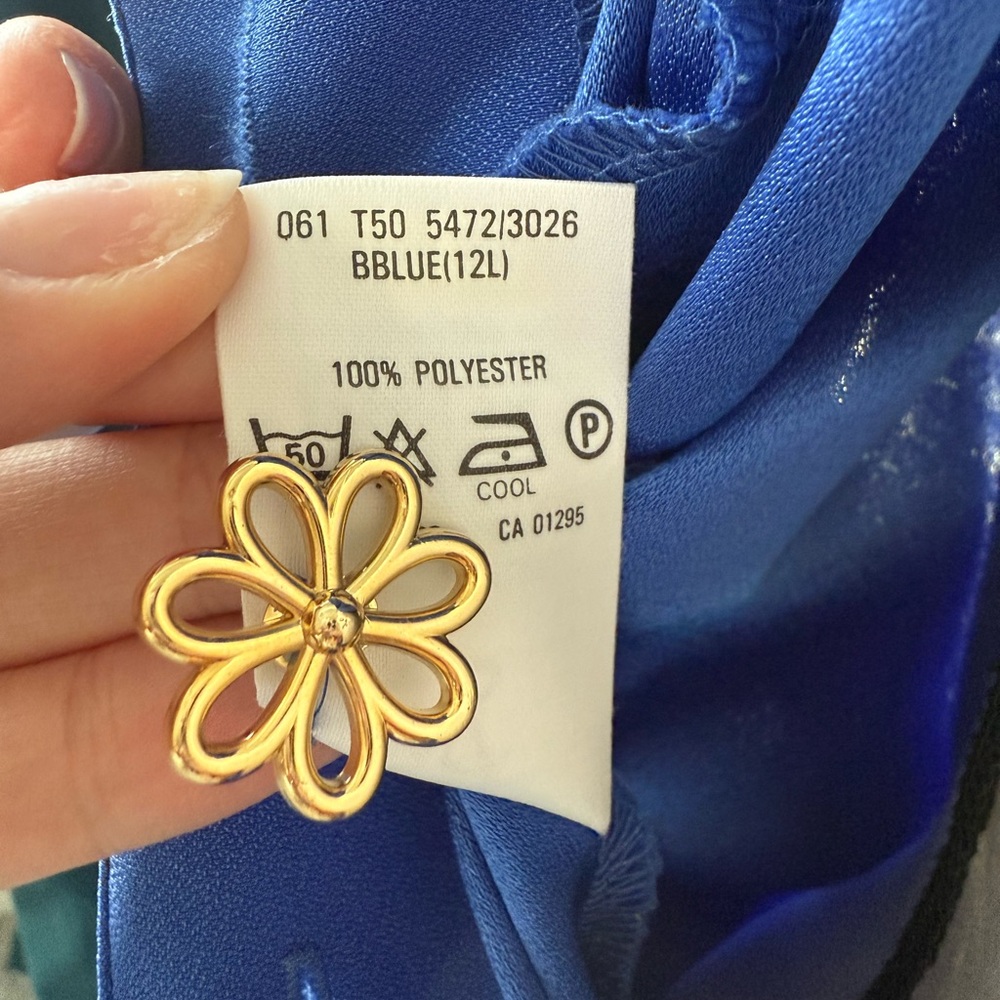 Vintage St Michael Blue Midi Dress with Gold Flower Buttons - Picture 10 of 10